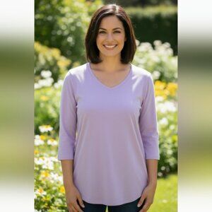 Croft &amp; Barrow® Elbow-Sleeve Splitneck Women's Top Size Large (EUC)